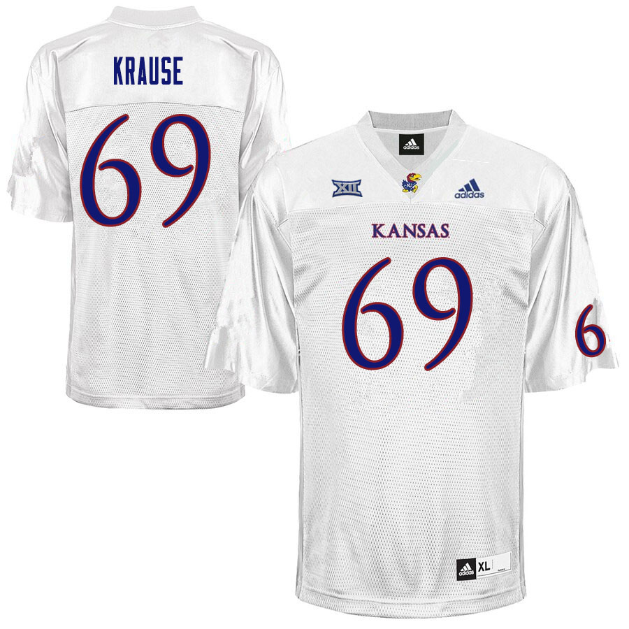 Men #69 Joe Krause Kansas Jayhawks College Football Jerseys Sale-White - Click Image to Close